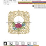 Golden Baroque Rose Monogram Frame Machine Embroidery Design - 3 sizes
