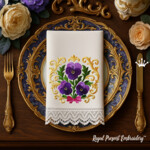 Baroque ornament with pansies and a bow - 3 sizes
