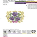 Baroque ornament with pansies and a bow - 3 sizes