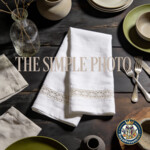 Rustic Linen Napkin Mockup with Crochet Trim SET