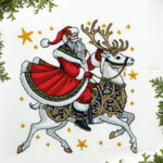 Fairytale Santa on a White Reindeer - 4 sizes