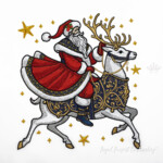 Fairytale Santa on a White Deer Large - 4 sizes