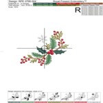 Coin de serviette de Noël et branches de sapin — Ensemble de motifs de broderie machine, 5 tailles