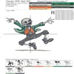 Skeleton Dance Party Machine Embroidery Design Set – 4 Designs, Hoop 5x7
