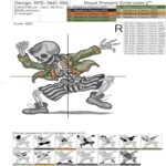 Skeleton Dance Party Machine Embroidery Design Set – 4 Designs, Hoop 5x7