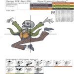 Skeleton Dance Party Machine Embroidery Design Set – 4 Designs, Hoop 5x7
