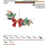 Christmas Greenery with Red Bow and Holly Machine Embroidery Design – 4 Sizes