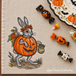 Large Halloween Bunny Costume Set: Pumpkin, Ghost and Skeleton Machine Embroidery Designs