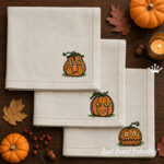 Small Pumpkin Faces Machine Embroidery Design Bundle – 4 Sizes Each