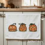 Small Pumpkin Faces Machine Embroidery Design Bundle – 4 Sizes Each