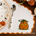 Small Pumpkin Faces Machine Embroidery Design Bundle – 4 Sizes Each