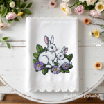 Mother rabbit and baby in flowers - 4 sizes