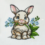 Spring rabbit with forget-me-nots medium - 4 sizes