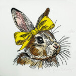 Portrait Rabbit with a bow girl - 3 sizes