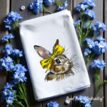 Portrait Rabbit with a bow girl - 3 sizes