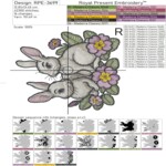 Spring rabbits among flowers - 4 sizes
