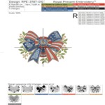 Stars and Stripes Patriotic Ribbon Machine Embroidery Design - 4 Sizes