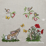 Detailed Hares, Birds & Poppies Embroidery Bundle - 3 sizes