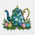 Teapot with forget-me-nots - 3 sizes
