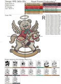 Teddy Bear Girl Angel on a rocking horse - 4 sizes
