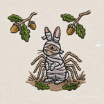 Mummy Bunny with Spider Legs and Acorns Machine Embroidery Design – 5 Sizes