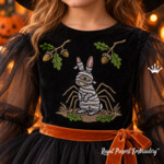 Mummy Bunny with Spider Legs and Acorns Machine Embroidery Design – 5 Sizes