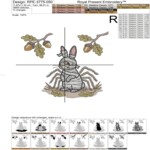 Mummy Bunny with Spider Legs and Acorns Machine Embroidery Design – 5 Sizes