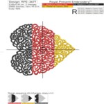 Tricolor flag heart horizontal - 4 sizes