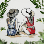 Two Girls at Beach - 4 sizes