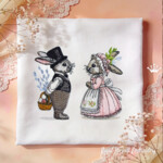 Two Vintage Spring Bunnies Set - 3 sizes