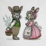 Set de deux lapins de Pâques vintage - 3 tailles