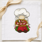 Italian Pizza Chef Gnome Machine Embroidery Design - 4 sizes