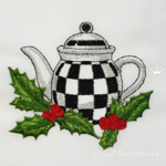 Checkered Christmas teapot small