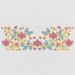 Vintage Floral Scroll Border and Corners Machine Embroidery Set - 4 sizes