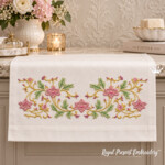 Vintage Floral Scroll Border and Corners Machine Embroidery Set - 4 sizes