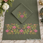 Vintage Floral Scroll Border and Corners Machine Embroidery Set - 4 sizes