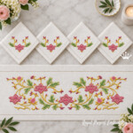 Vintage Floral Scroll Border and Corners Machine Embroidery Set - 4 sizes