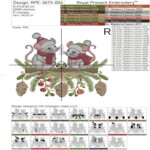 Winter mice on a branch - 4 sizes