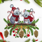 Winter mice on a branch - 4 sizes