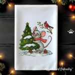 Winter mouse with a Christmas tree - 4 sizes