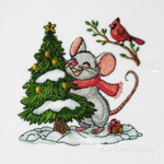 Winter mouse with a Christmas tree - 4 sizes