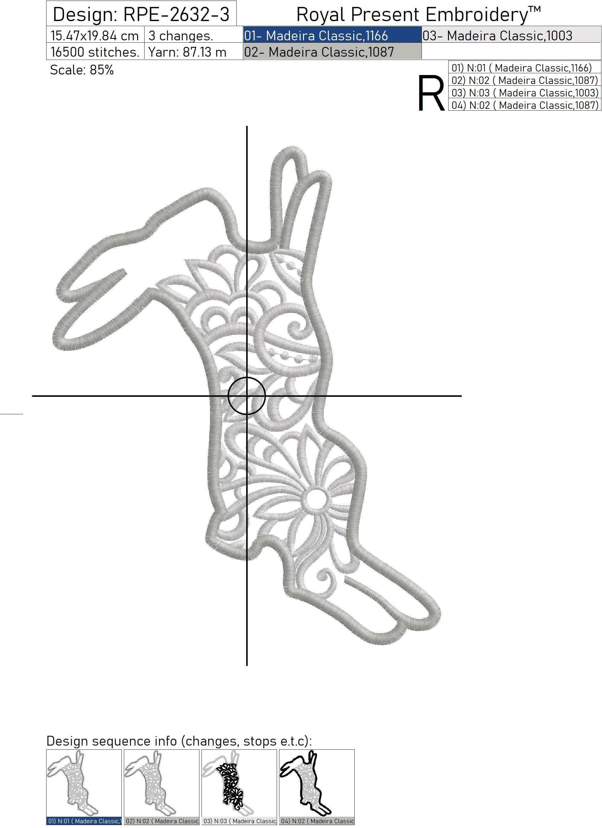 Rabbit Machine Embroidery Design with Applique - 3 sizes | Royal ...