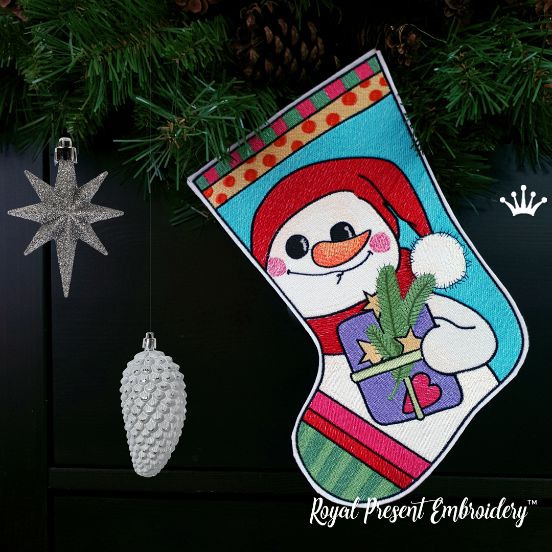 ITH Christmas stocking with Santa Christmas Toy Cross-stitch