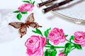 Garden Roses and Butterfly Machine Embroidery Designs Set - 3 in 1