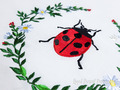 Ladybug flower frame Machine Embroidery Design - 3 sizes