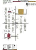 Funny Wine Quote Digital File for Machine Embroidery - 2 sizes