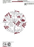 More Wine Less Whine Quote machine embroidery design - 3 sizes