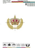 Crown in Laurel Wreath Embroidery Design - 3 sizes