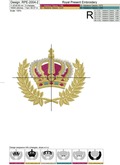 Crown in Laurel Wreath Embroidery Design - 3 sizes