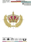 Crown in Laurel Wreath Embroidery Design - 3 sizes